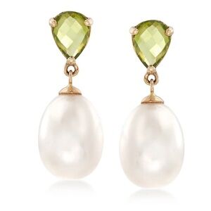 Ross Simons Peridot and Pearl Earrings
